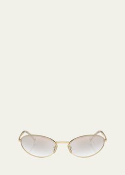 Curved Mixed-Media Oval Sunglasses