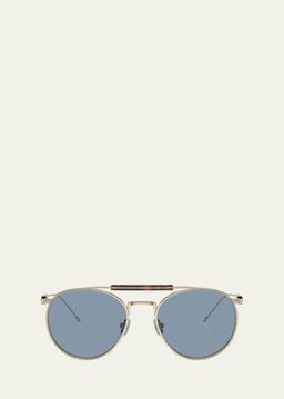Sleek Mixed-Media Aviator Sunglasses