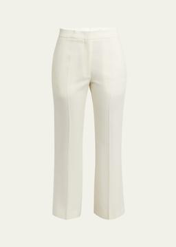 Wool-Cotton Kickflare Ankle Trousers