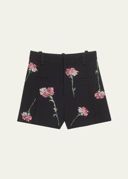 Cecil Tailored Shorts with Pink Carnation Crystal Embellishments