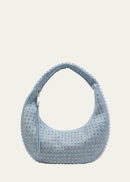 Elodie Large Embellished Denim Shoulder Bag