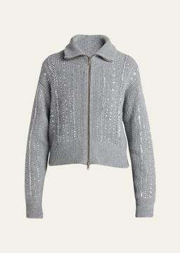 Journey Sequined Full Zip Sweater