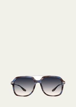 D.Ellis Grey Zyl & Titanium Aviator Sunglasses