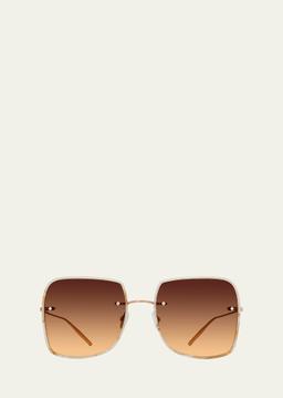 Sharona Mahogany Titanium & Acetate Square Sunglasses