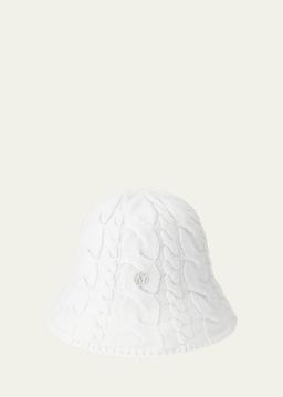 Clem White Cable Knit Cashmere Bucket Hat