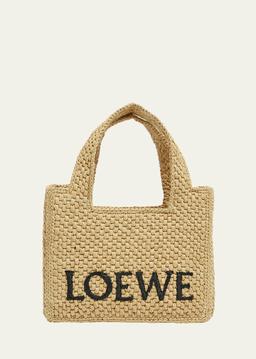 x Paula’s Ibiza Font Logo Mini Tote Bag in Raffia