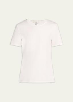 Ribbed Crewneck Cotton T-Shirt