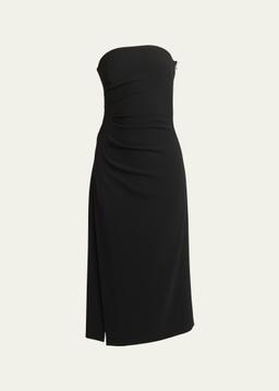Shira Strapless Draped Matte Crepe Midi Dress
