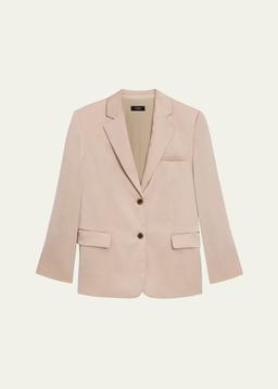 Crushed Satin Two-Button Blazer