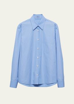 Striped Cotton Poplin Button-Front Shirt