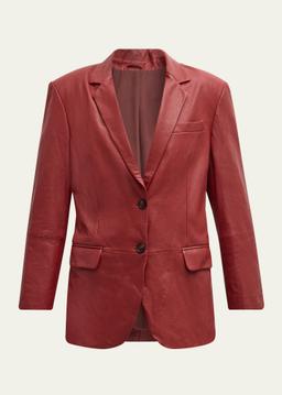 Washed Leather Double Button Jacket