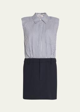 Graham Shirting Combo Mini Dress