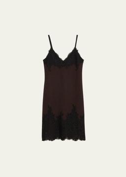 Lace-Trim Italian Wool Slip Dress