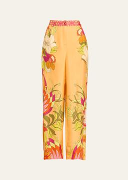 The Flower Child Society Wide-Leg Silk Trousers