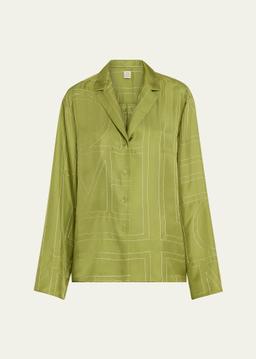 Monogram Silk Pajama Top