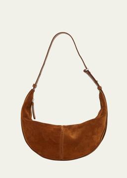 Slide Zip Suede Shoulder Bag