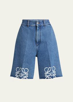 Anagram Long Denim Shorts