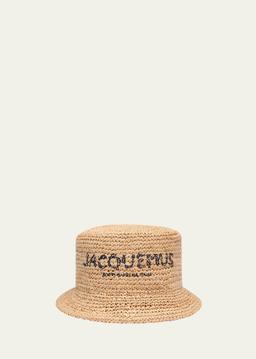 Le Bob Pesco Woven Raffia & Straw Bucket Hat
