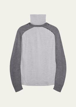 Fine-Knit Turtleneck Top with Detachable Shrug