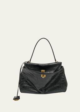 Rodeo Medium Croc-Embossed Top-Handle Bag