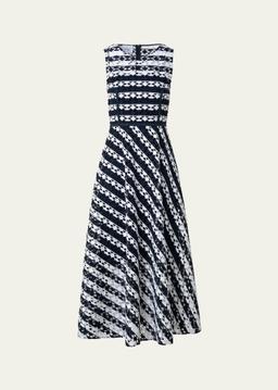 Dot Cut-Out Guipure Fit-Flare Midi Dress