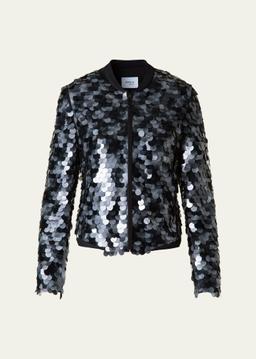 Dot Sequined Bomber Jacket