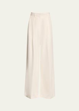 Laurie Pintuck Wide Leg Silk Trousers