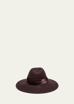 Emmanuelle Wide-Brim Felt Fedora Hat