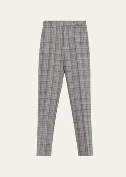 Plaid Straight Wool Tuxedo Pants
