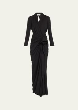 Donati Long Backless Twisted Wool Dress