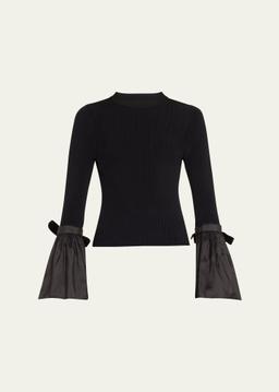 Agata Flared-Sleeve Fitted Knit Top