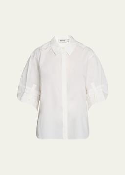 Gemma 3/4-Sleeve Poplin Button-Front Shirt