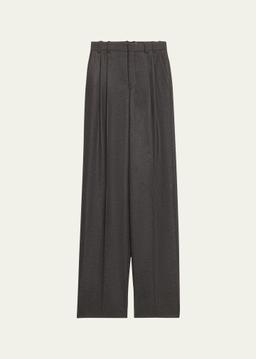 Wide-Leg Tailored Pants with Pleating