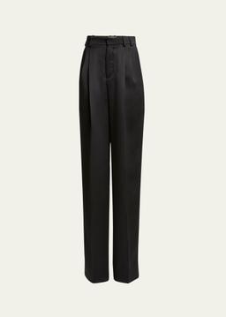 Satin Straight-Leg Trousers