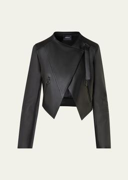 Nappa Leather Crop Moto Jacket