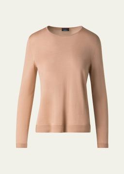 Seamless Cashmere-Silk Crewneck Sweater