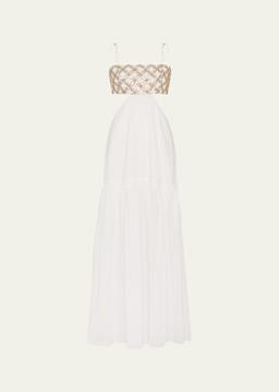 Atalia Cutout Mirror-Embellished Maxi Dress