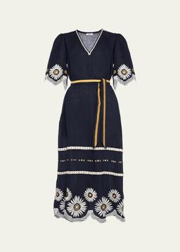 Hortense Embroidered Midi Dress