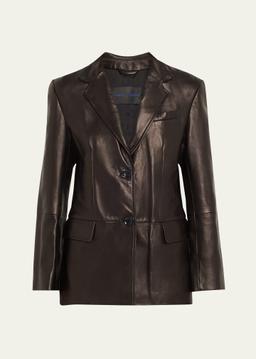 Hayes Open-Front Lambskin Leather Jacket
