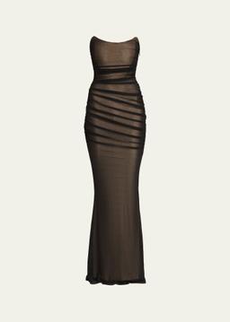 Ford Strapless Ruched Maxi Dress