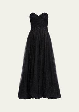 Strapless Embellished Tulle Gown