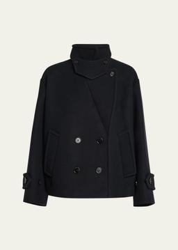 Double-Breasted Soft Wool Pea Coat