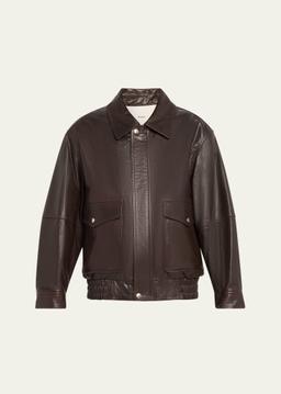 Vintage-Inspired Blouson Leather Jacket