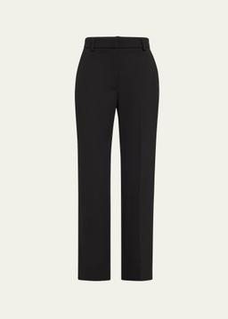 Straight Leg Wool Gabardine Pants