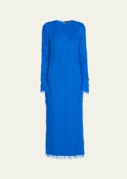 Long Sleeve Fringe Fil Coupe Dress