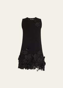 Floral Lace Trapeze Knit Mini Dress