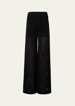 Chunky Cotton Crochet Knit Straight-Leg Pants