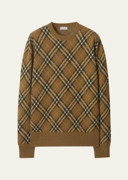 Wool Check Crewneck Sweater