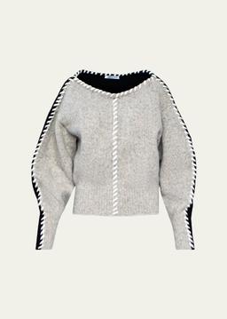 Whip Stitch Wool Cropped Pullover