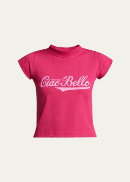 Logo Distressed Crop Shrunk T-Shirt